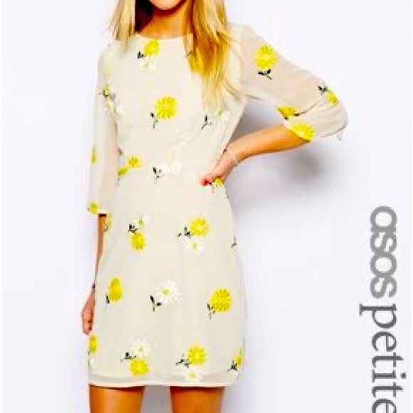 ASOS Petite Shift Dress with Daisy Embroidery Size 00 - Picture 1 of 10